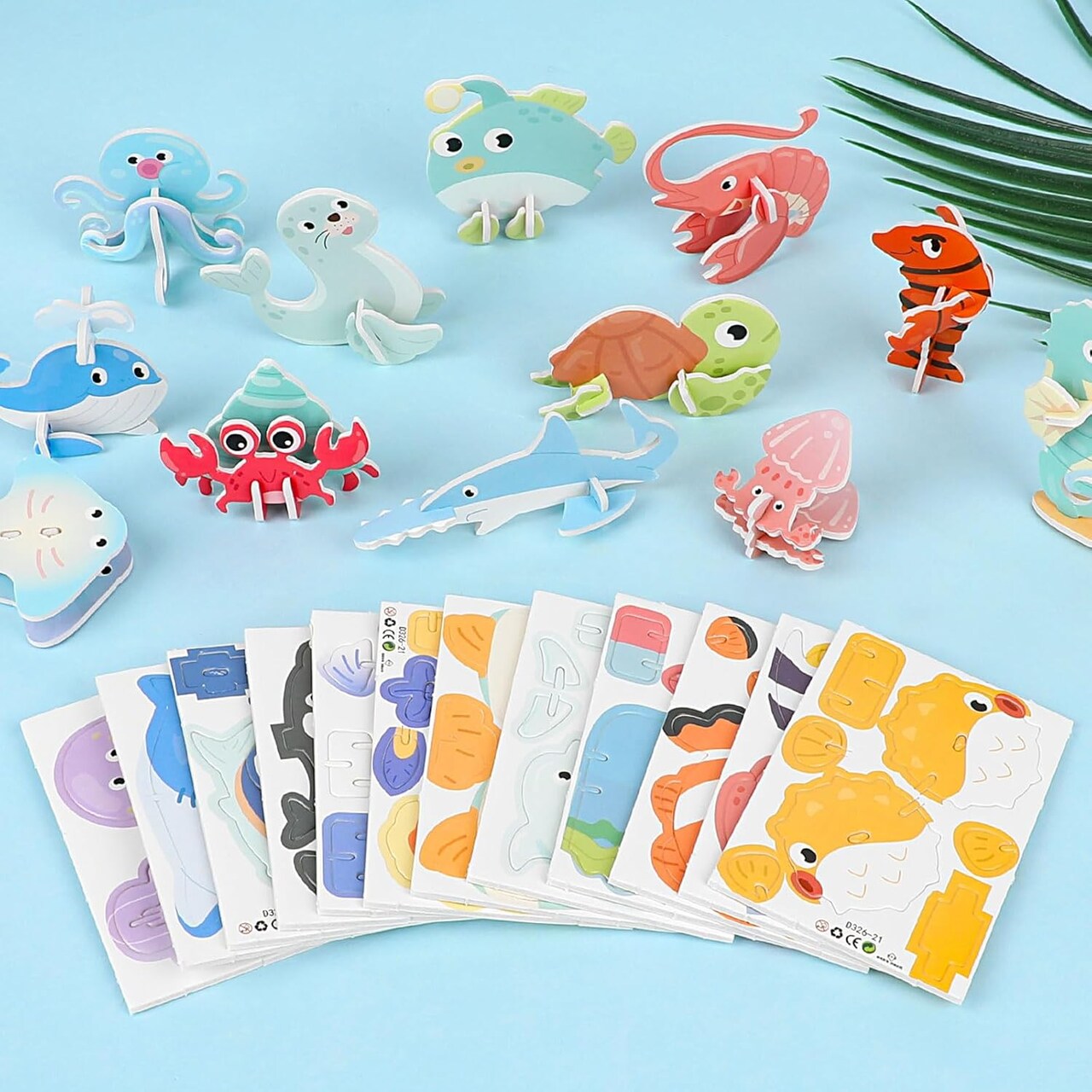 25-Piece Educational 3D Cartoon Puzzle Set for Kids – Ocean-Themed Paper DIY Learning Puzzles for Creative Play and Gifts